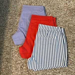 Old Navy bundle of 3 shorts Sz 6 orange lilac purple white blue stripe casual